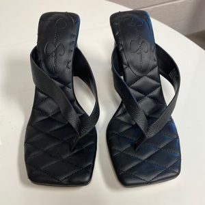 Black Jessica Simpson Thong Heeled Sandals